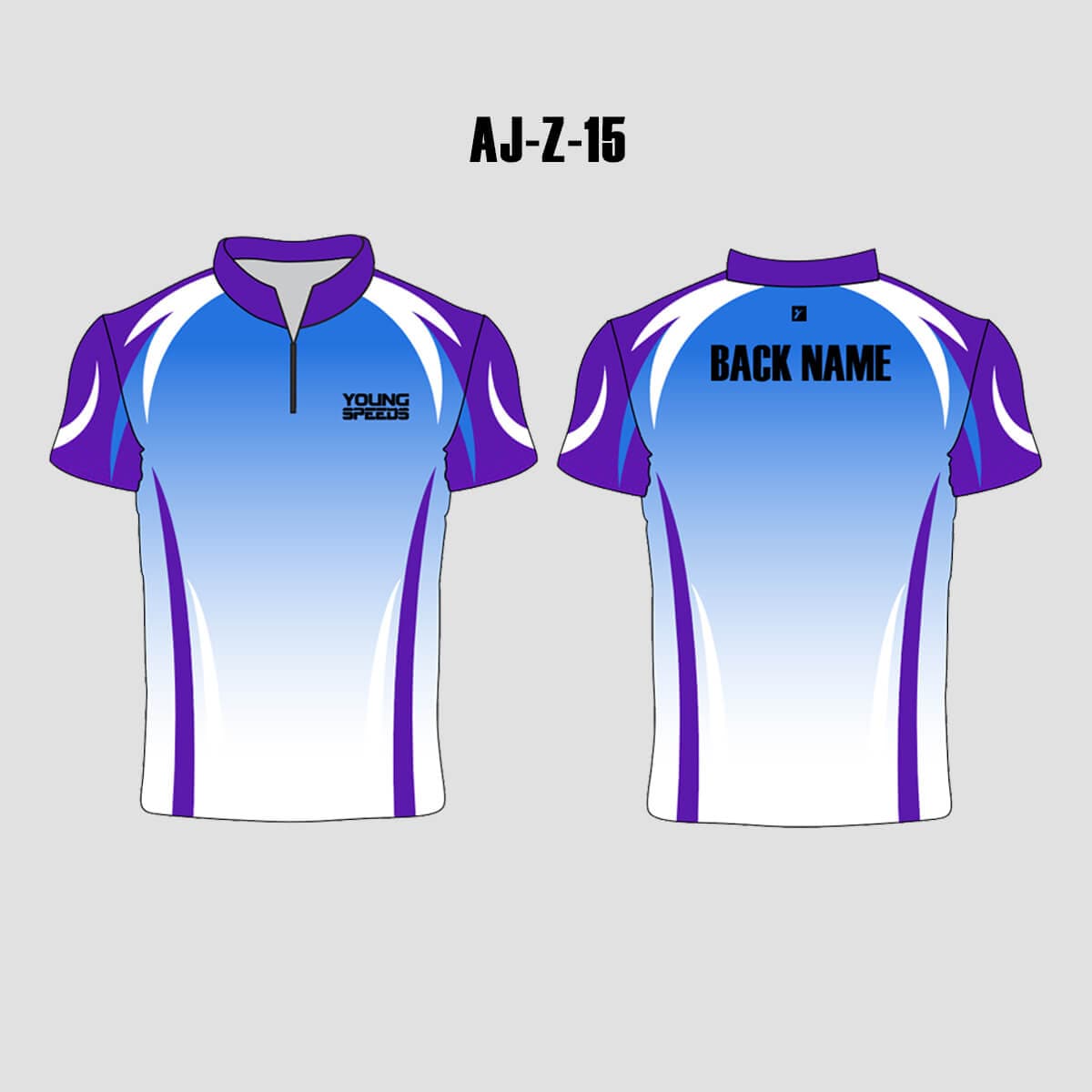 AJZ23 Blue White Custom Sublimated Archery Jerseys | YoungSpeeds Polo Button