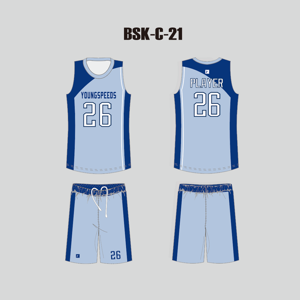 Blue Geometric Sublimation Basketball Jerseys and Shorts | YoungSpeeds Womens