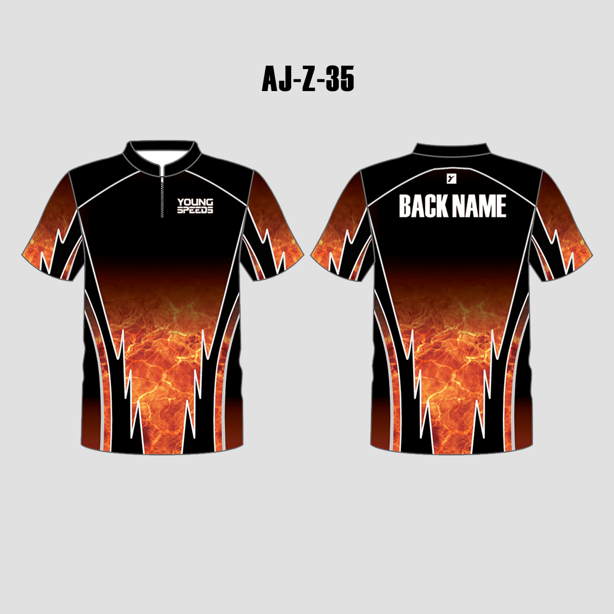 AJZ20 Black Custom Performance Archery Jerseys | YoungSpeeds Polo Button