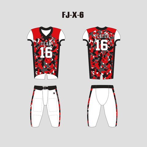 X6 Red Black and Grey Camo Custom Football Jerseys For Kids and Adults - YoungSpeeds