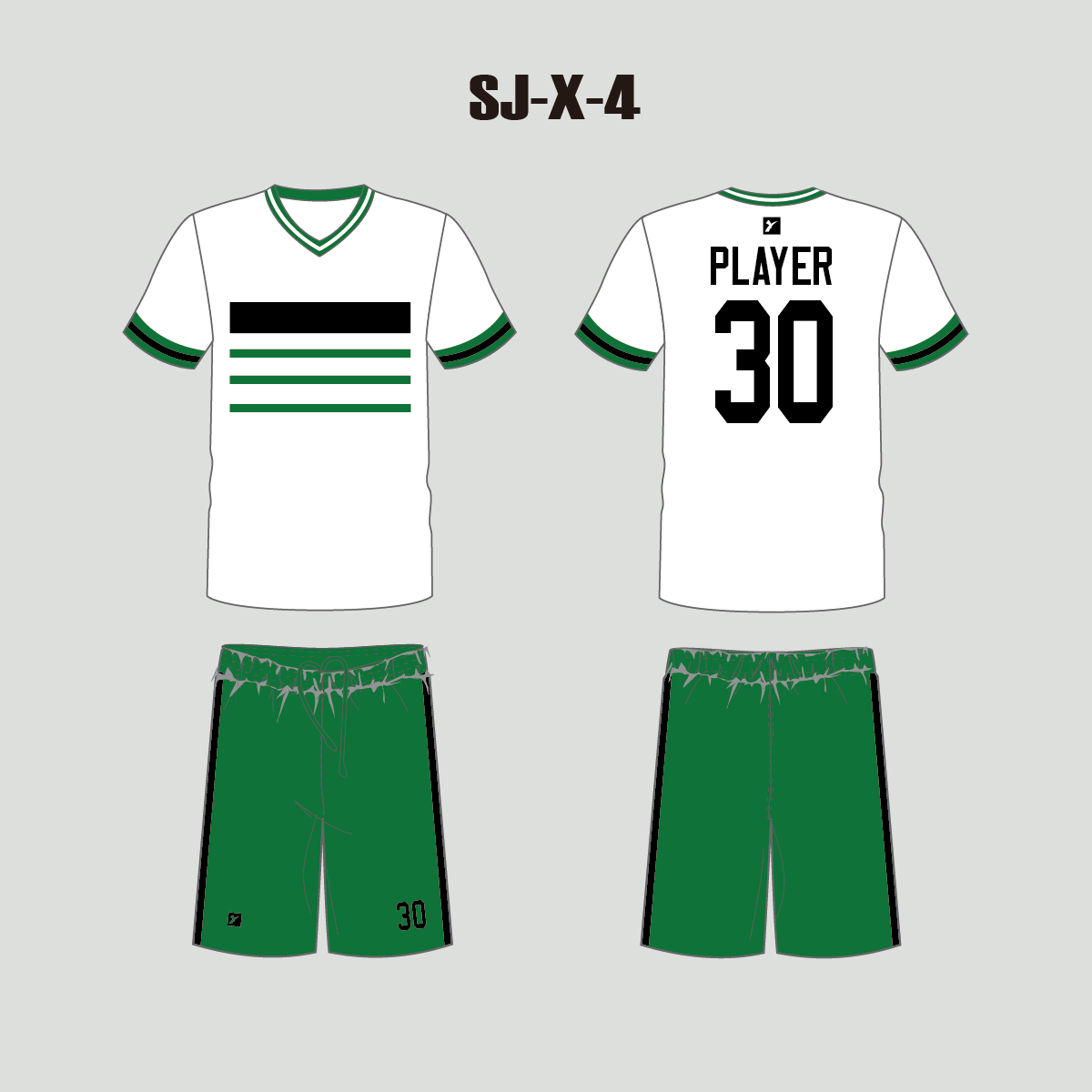 X4 White Green Custom Cheap Soccer Uniforms For Teams