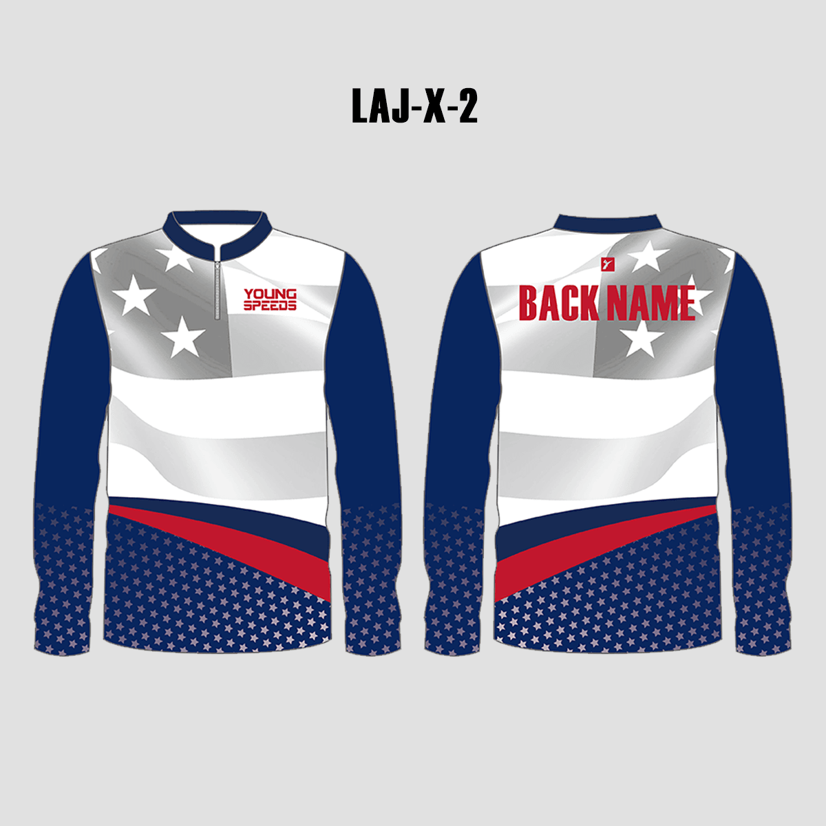 Patriotic Custom Sublimation Long Sleeve Archery Jersey | YoungSpeeds 1/4 Zip