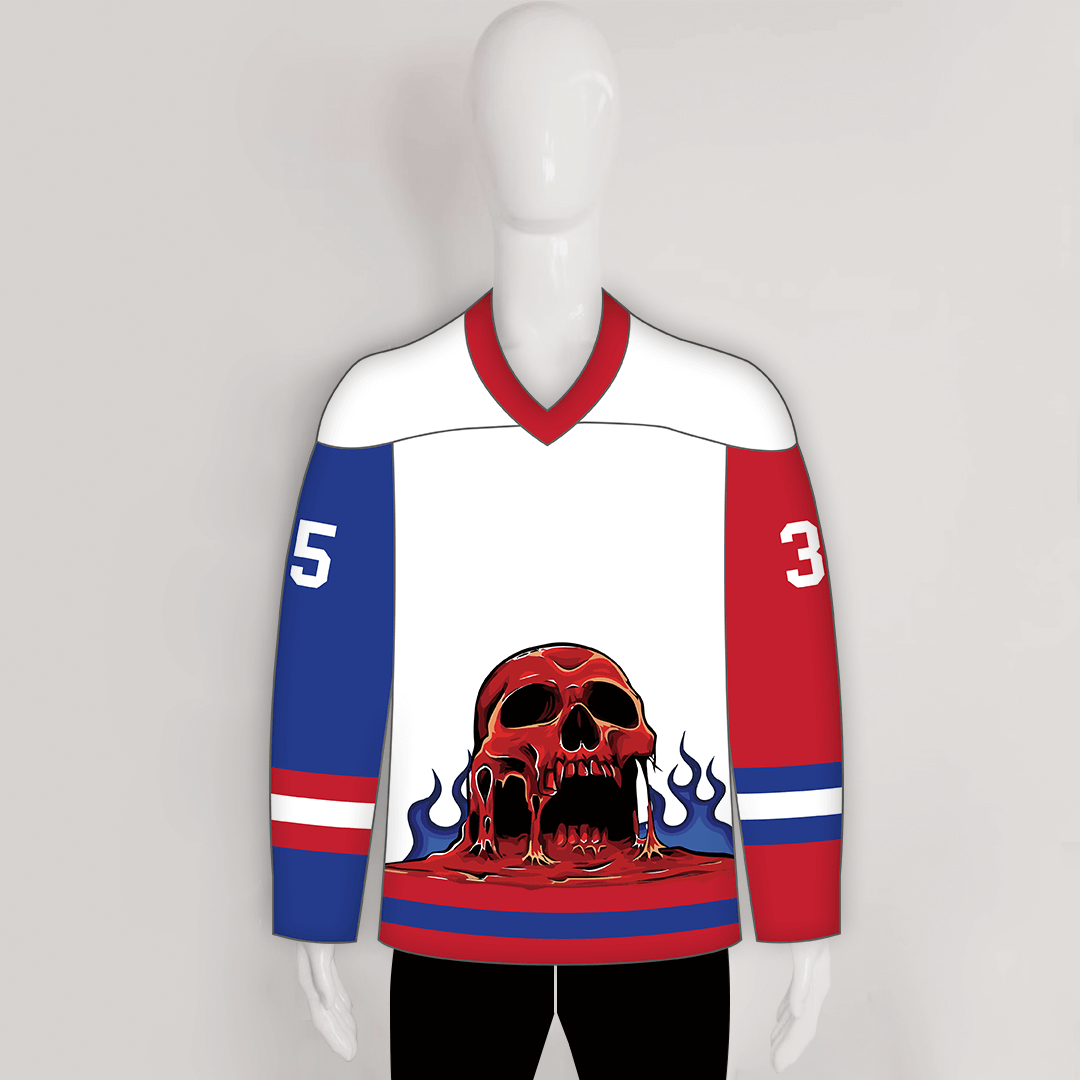 HJX7 Open Mouth Skull with Flames Custom Hockey Goalie Jerseys