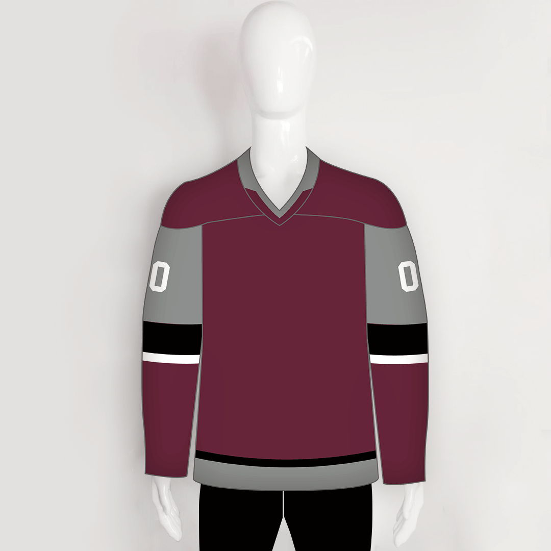 Custom Gray Black-Maroon Hockey Jersey Discount