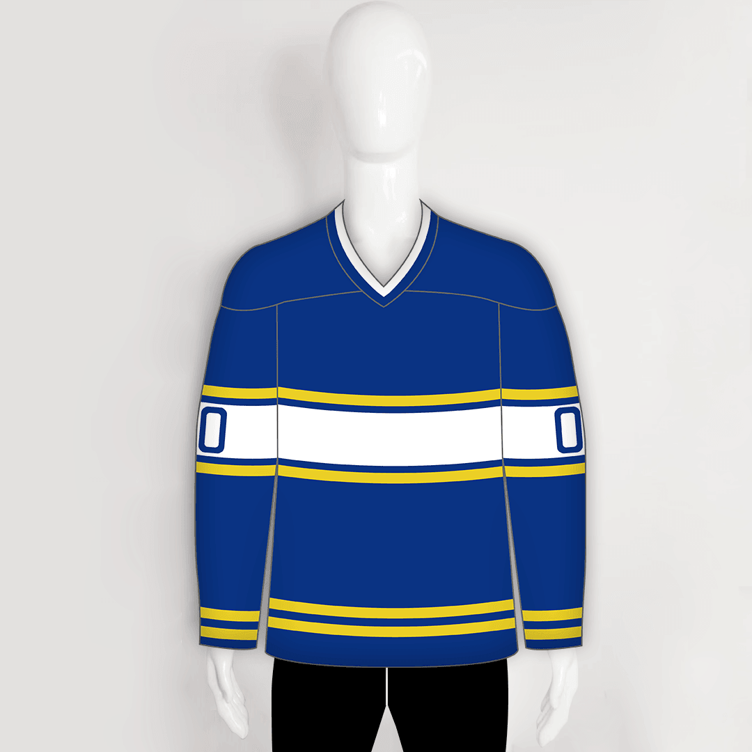 Blue/Gold/Black Custom Sublimated Blank Hockey Jerseys | YoungSpeeds