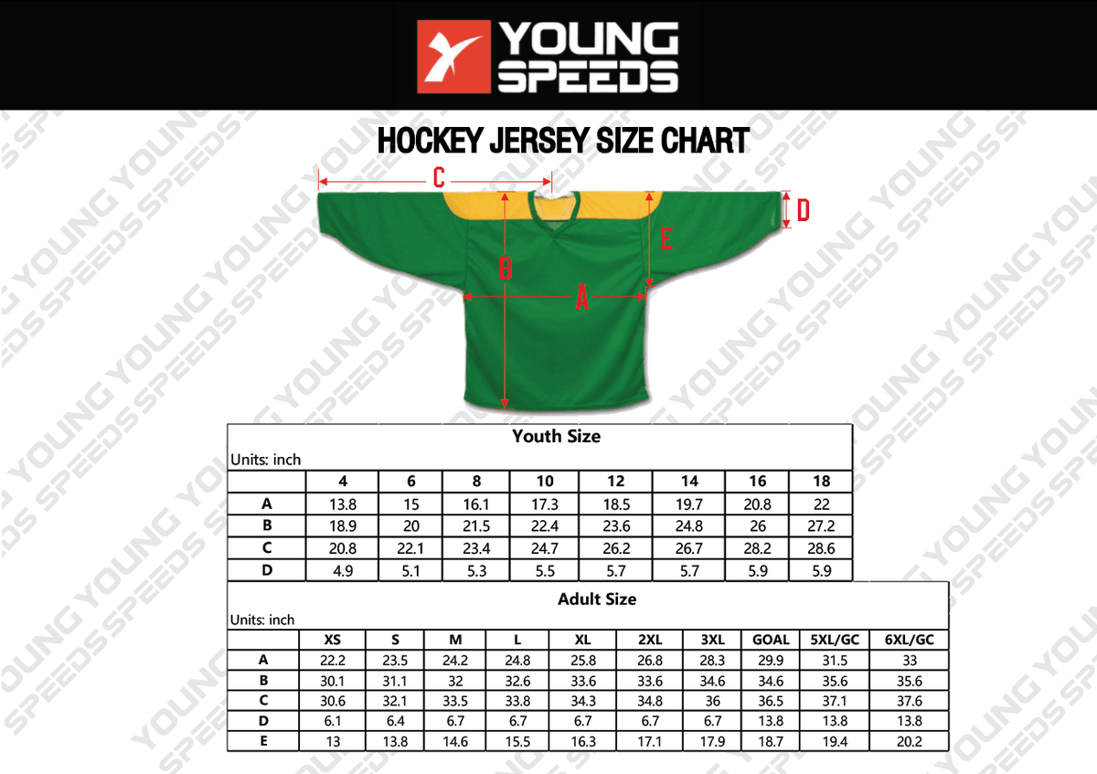 Youth hockey best sale jersey size chart