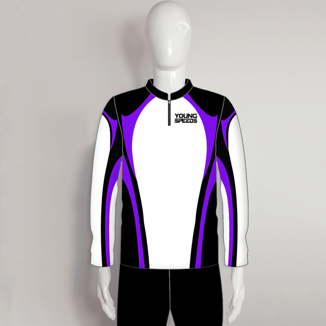 Black Hexagon Custom Long Sleeve Archery Jerseys | YoungSpeeds Polo Button