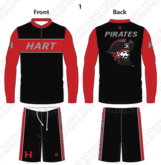 Hart Pirates Wrestling Custom ¼ Zip Long Sleeves And Shorts