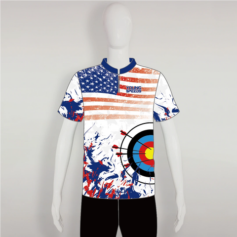 AJZ46 USA Flag Target Graphic Custom Archery Shooter Jerseys