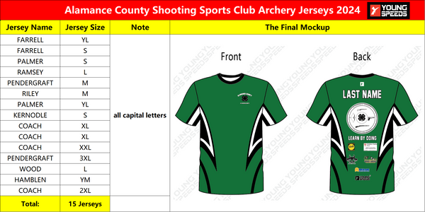 Alamance County Shooting Sports Club Archery Jerseys 2024