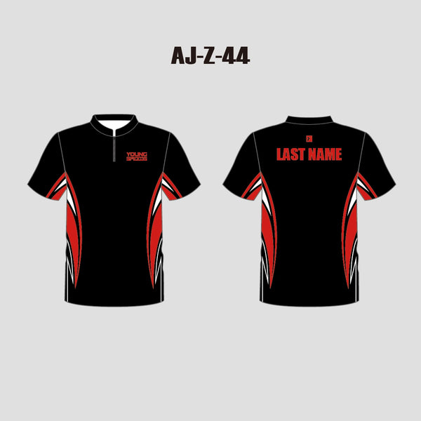AJZ44 Black Red White Custom Archery Shooter Jerseys