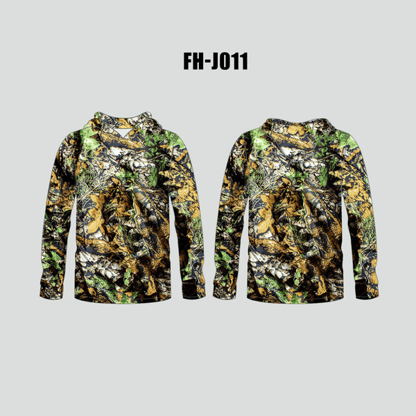 FHJ011 Forest Camouflage Custom Performance Fishing Hoodies - YoungSpeeds
