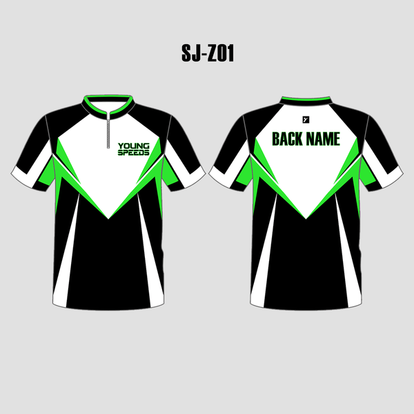SJZ01 Black White Green Custom Competitive Shooting Jerseys - YoungSpeeds