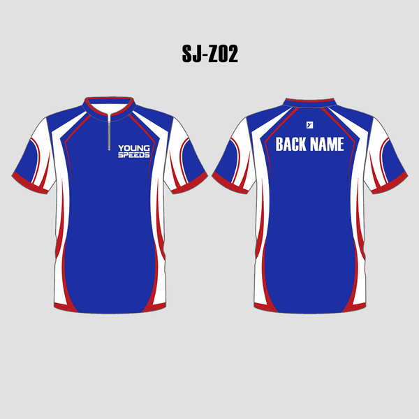 SJZ02 Blue Red White Custom Competition Shooting Jerseys - YoungSpeeds