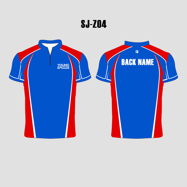 SJZ04 Red Blue Custom Sublimated Competitive Shooting Jerseys - YoungSpeeds