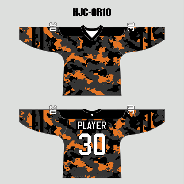 Orange Black Gray Camouflage Custom Made Hockey Jerseys - YoungSpeeds