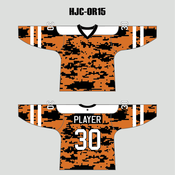 Orange Black Gray Camouflage Custom Made Hockey Jerseys - YoungSpeeds