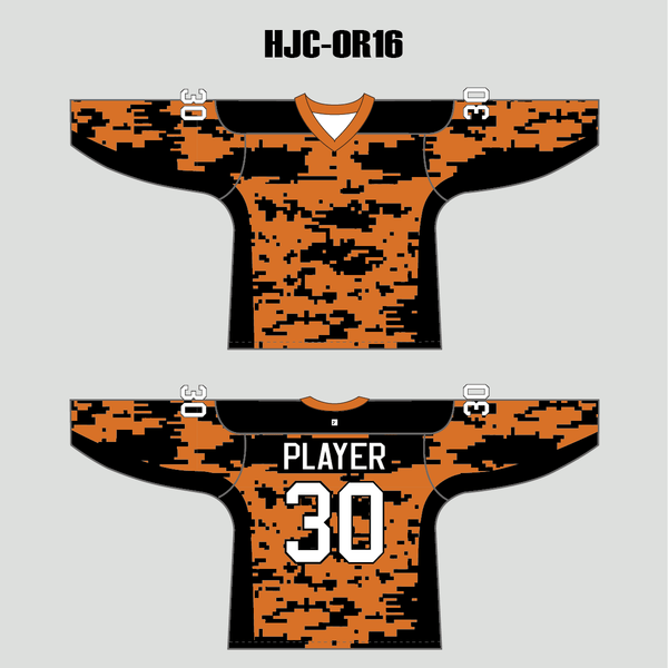 Orange Black Gray Camouflage Custom Made Hockey Jerseys - YoungSpeeds