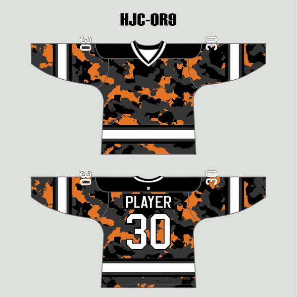 Orange Black Gray Camouflage Custom Made Hockey Jerseys - YoungSpeeds