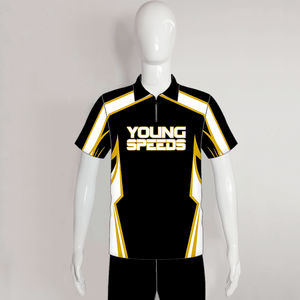 BJX1 Black White Gold Sublimated Custom Bowling Jerseys - YoungSpeeds