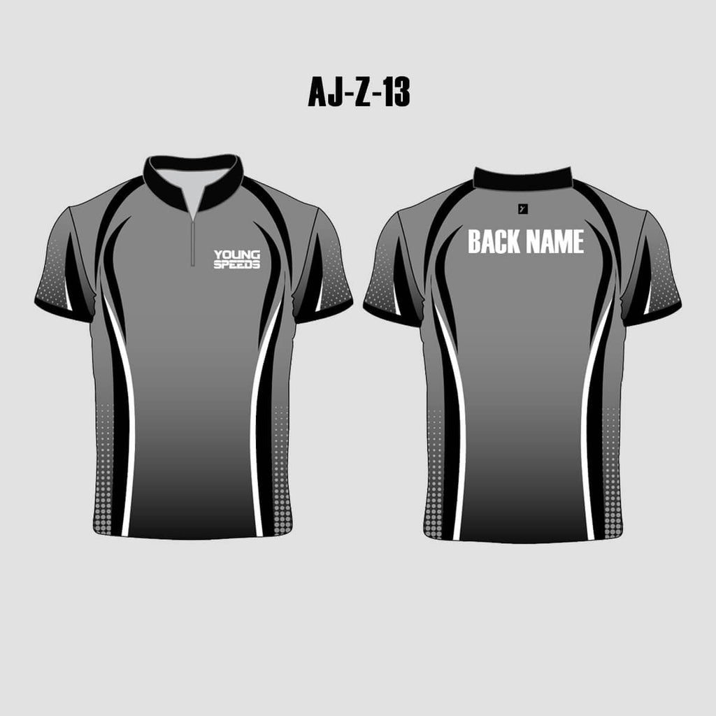 AJZ32 Grey Black Custom Archery Jerseys | YoungSpeeds Polo Button