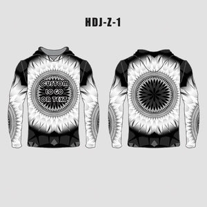 Black White Abstract Fractal Shape Custom EDM Rave Hoodie - YoungSpeeds