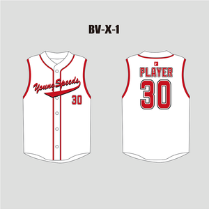 X1 White Red Blank Custom Sublimated Baseball Vest - YoungSpeeds