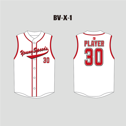 X1 White Red Blank Custom Sublimated Baseball Vest - YoungSpeeds