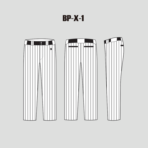 X-1 Black Pinstripe White Custom Sublimated Baseball Pants - YoungSpeeds