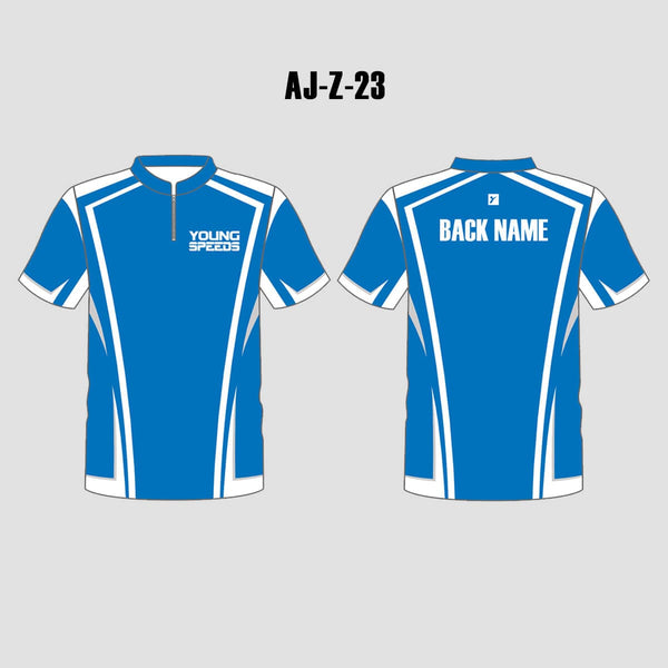 AJZ23 Blue White Custom Sublimated Archery Jerseys - YoungSpeeds