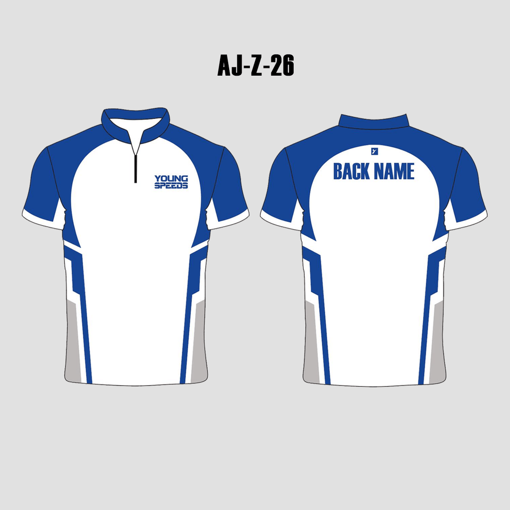 AJZ32 Grey Black Custom Archery Jerseys | YoungSpeeds Polo Button