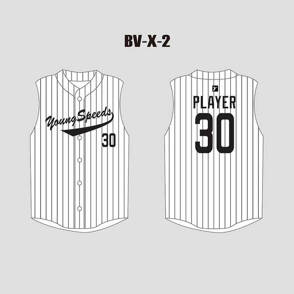 X2 Black Pinstripe White Blank Custom Sublimated Baseball Vest - YoungSpeeds