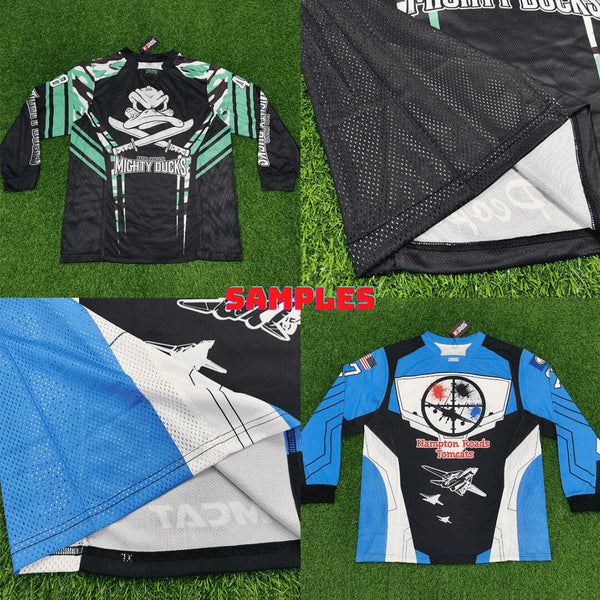 PJX1 Custom Red Black White Sublimated Paintball Team Jerseys - YoungSpeeds