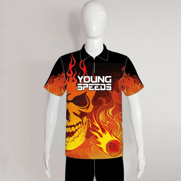BJX3 Fire Skull Sublimated Custom Cool Bowling Jerseys - YoungSpeeds