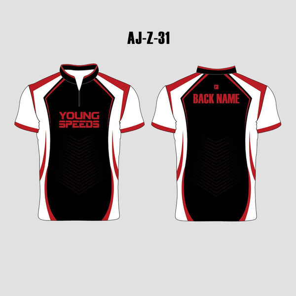 AJZ31 Black Red Custom Archery Jerseys - YoungSpeeds