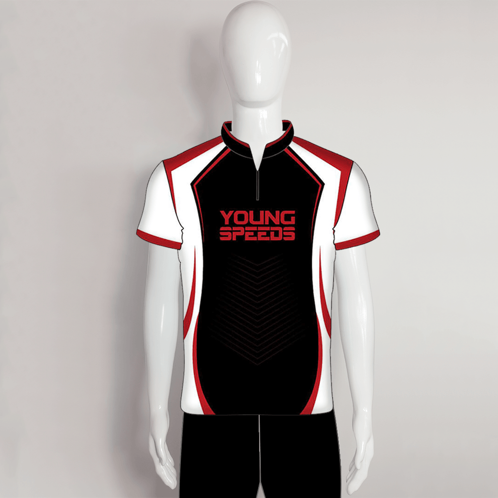 AJZ31 Black Red Custom Archery Jerseys | YoungSpeeds Polo Button