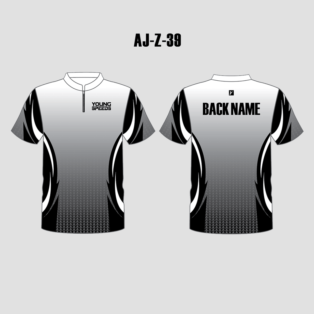 AJZ32 Grey Black Custom Archery Jerseys | YoungSpeeds Polo Button