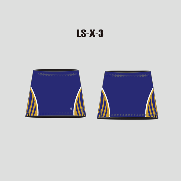 X3 Blue Gold Sublimated Custom Girl's Lacrosse Skirts - YoungSpeeds