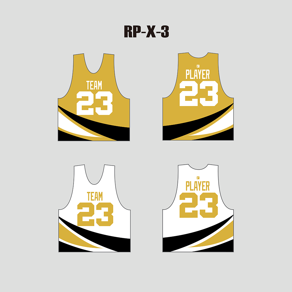 X3 Gold White Custom Reversible Lacrosse Pinnies with Numbers - YoungSpeeds