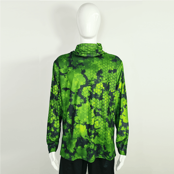FHX04 Abstract Green Camouflage Custom Performance Fishing Hoodies - YoungSpeeds