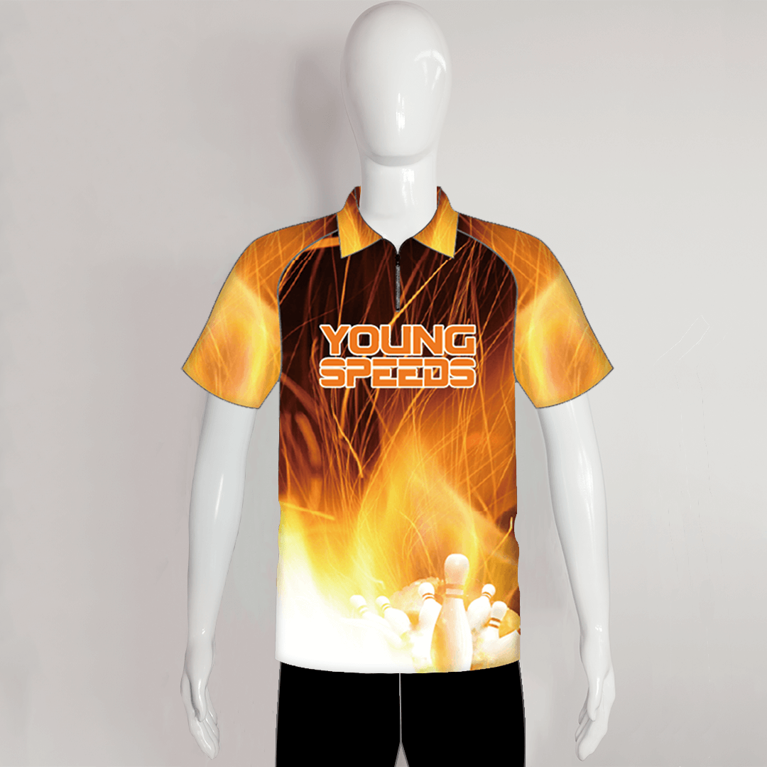 BJX5 Burning Flame Sublimated Custom Cool Blank Bowling Jerseys - YoungSpeeds