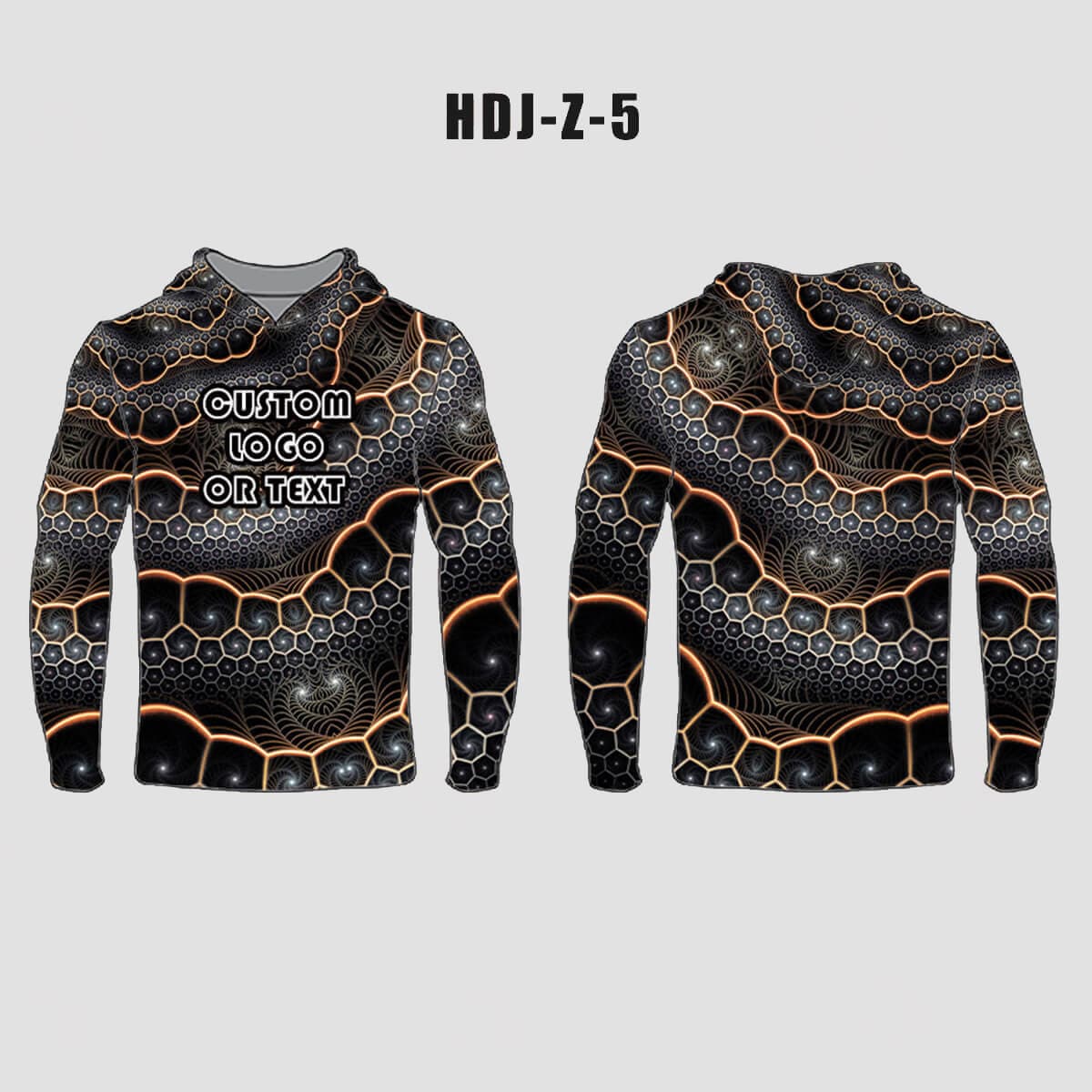 Gray Gold Trippy Fractal Funnel Pattern Custom EDM Rave Hoodie - YoungSpeeds