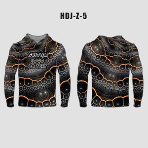 Gray Gold Trippy Fractal Funnel Pattern Custom EDM Rave Hoodie - YoungSpeeds