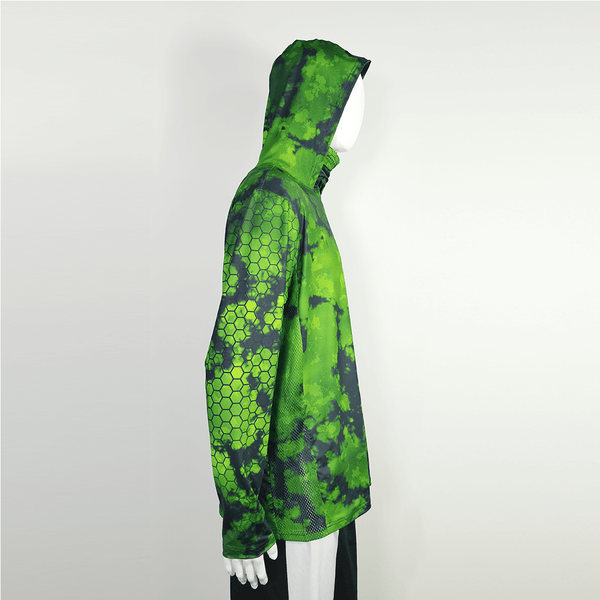 FHX04 Abstract Green Camouflage Custom Performance Fishing Hoodies - YoungSpeeds