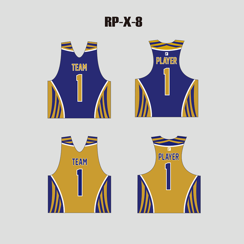 X8 Blue Gold Custom Adults and Youth Lacrosse Pinnies Reversible - YoungSpeeds