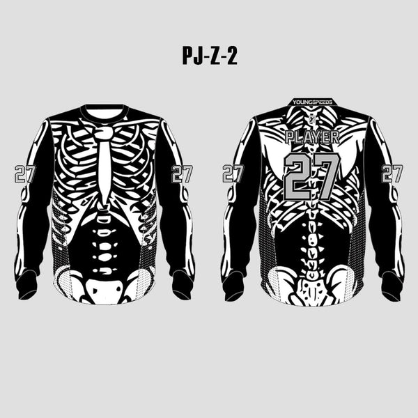 PJZ2 Skeleton Bones Sublimated Custom Paintball Jerseys - YoungSpeeds