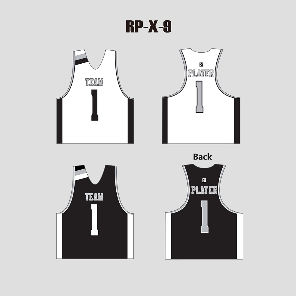 X9 White Black Custom Game and Practice Lacrosse Pinnies Reversible - YoungSpeeds