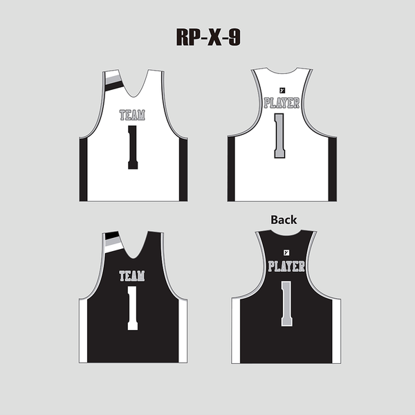 X9 White Black Custom Game and Practice Lacrosse Pinnies Reversible - YoungSpeeds