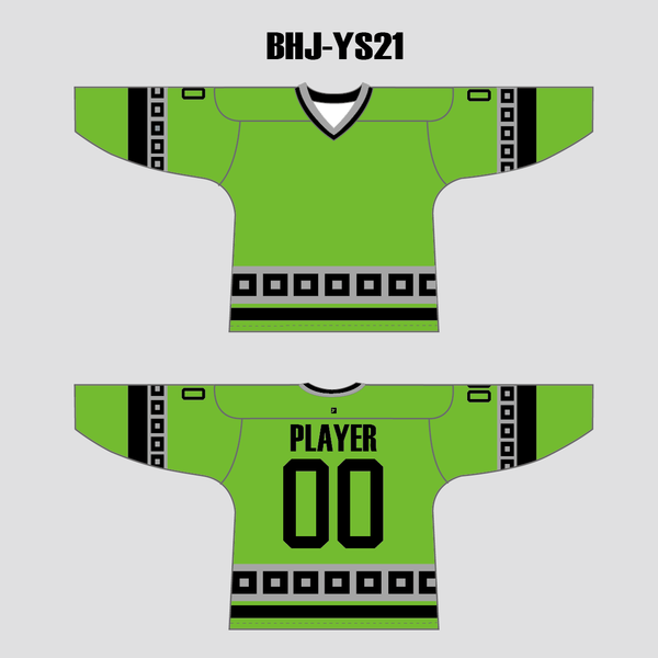 YS21 Green Black Custom Sublimated Hockey Jerseys Sweatshirts - YoungSpeeds