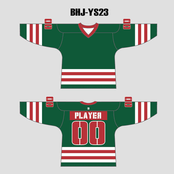 YS23 Green Red White Custom Blank Hockey Jerseys Wholesale - YoungSpeeds